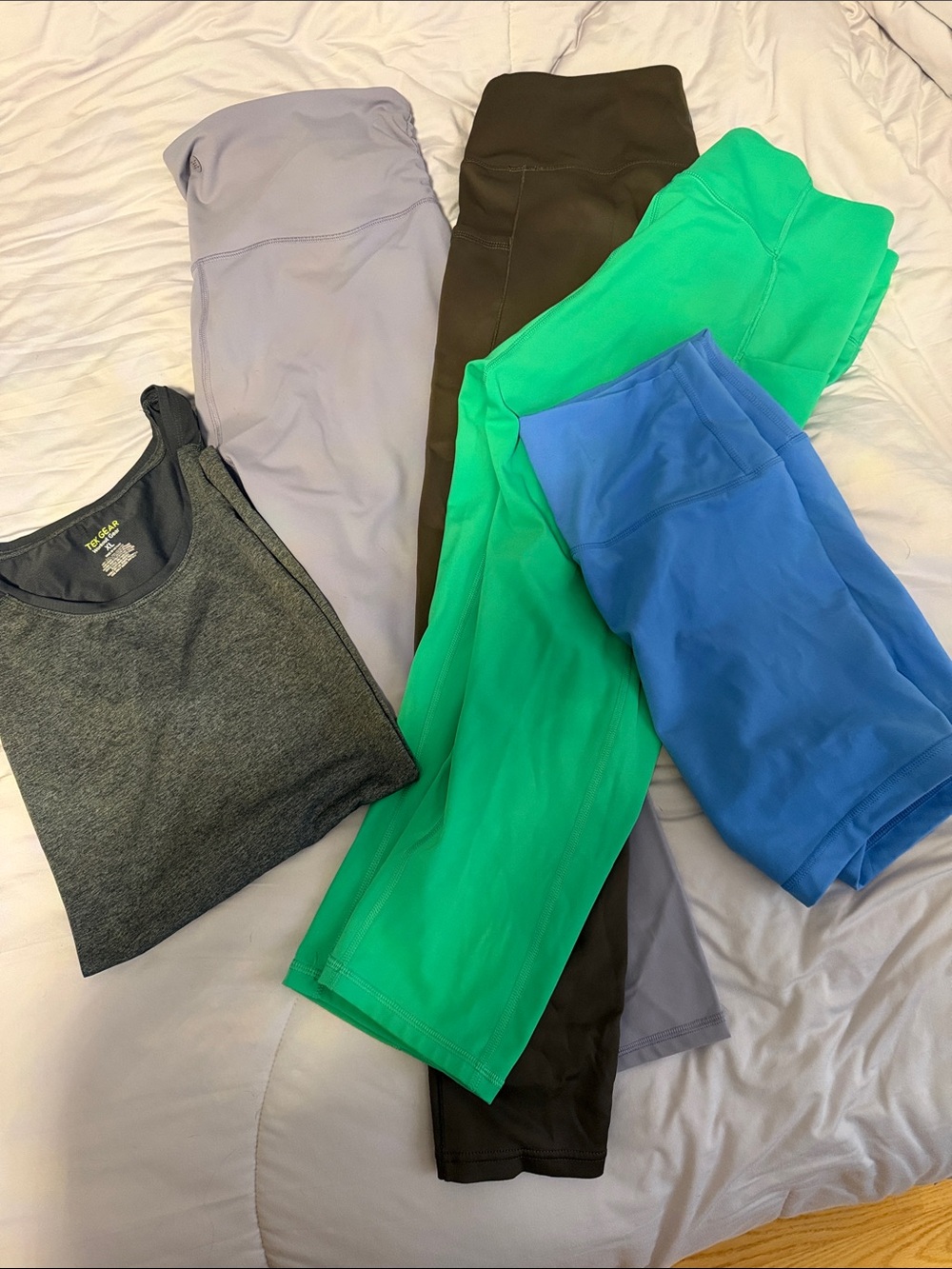 Exercise Lot Active High-Waist Leggings Shorts & Tank - Lg XLg Yoga pickleball